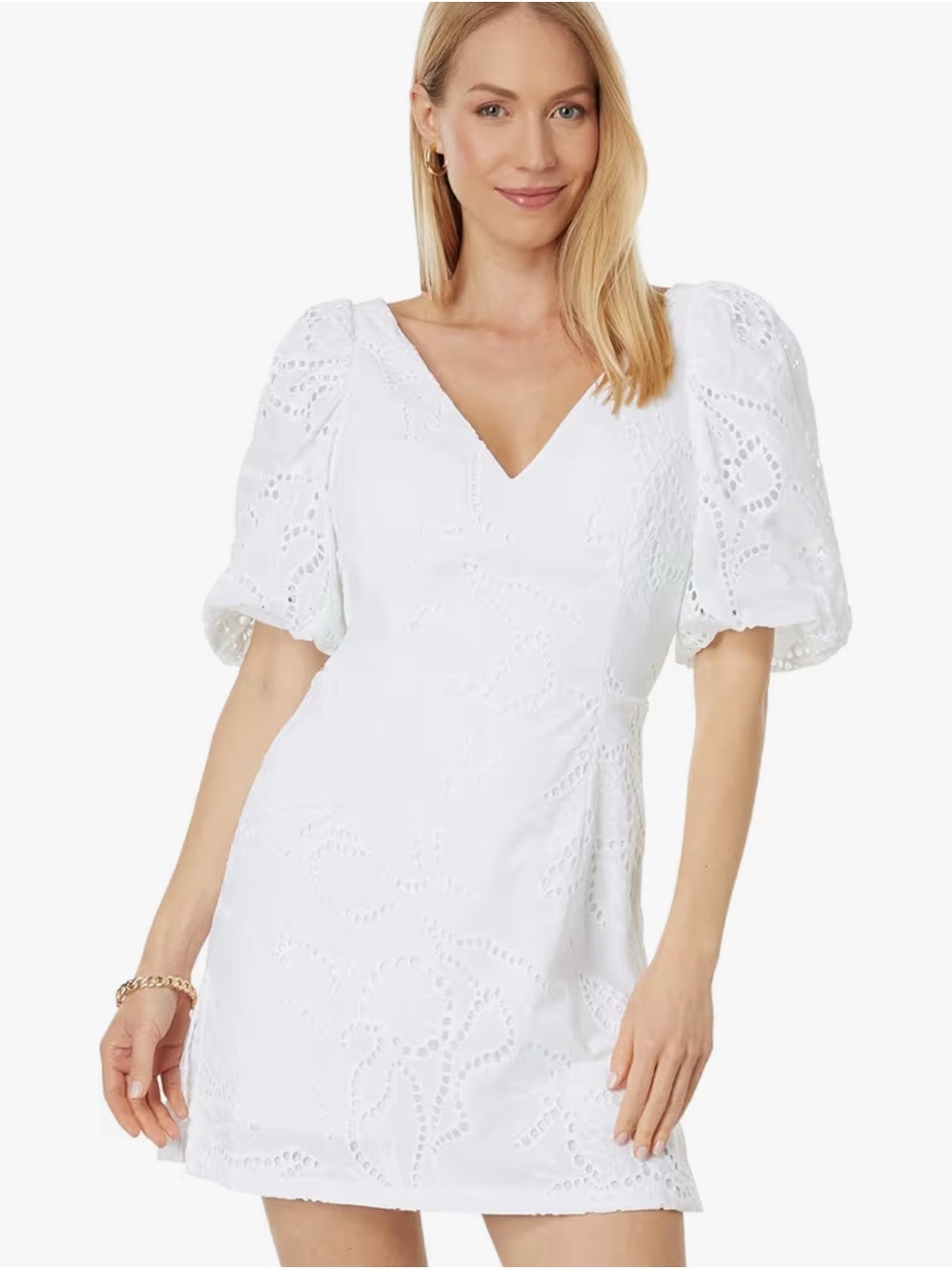 Lilly Pulitzer Celestina V Neck Romper Cotton Eyelet White 2